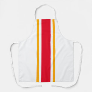 Bright Red Yellow Orange Racing Stripes On White Apron