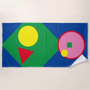 Bright Red, Yellow, Pink Geo Mod Beach Towel