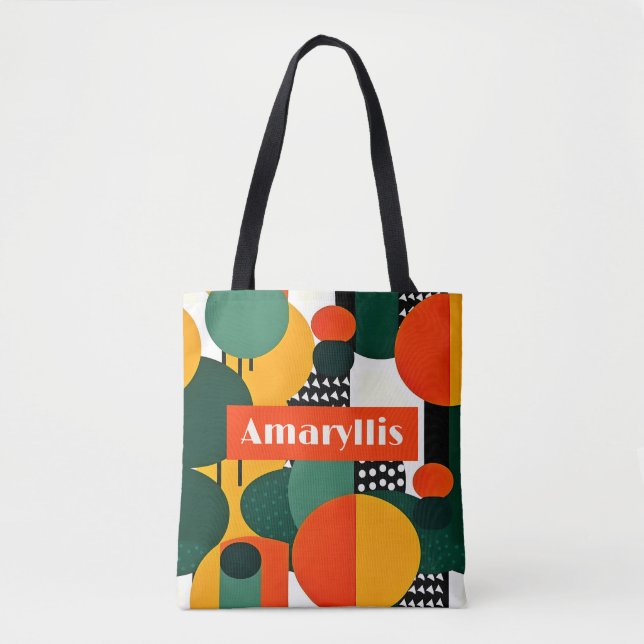Bright Retro Abstract Circles Tote (Front)