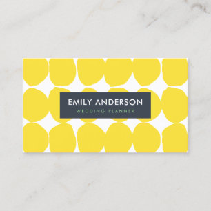 BRIGHT RETRO BIG HAND DRAWN YELLOW POLKA DOTS BUSINESS CARD