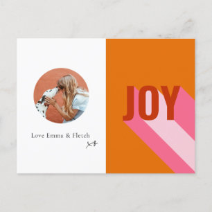 Bright Retro Colourful Joy Big Circle Frame Photo Holiday Postcard