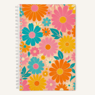 Bright Retro Daisy Floral Notebook
