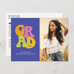 Bright Retro Design 2024 Photo Graduation Postcard