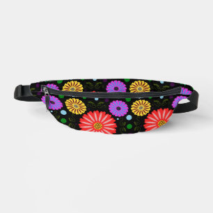 Bright Retro Floral Pattern Colourful Folk Art Bum Bags