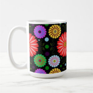 Bright Retro Floral Pattern Colourful Folk Art Coffee Mug