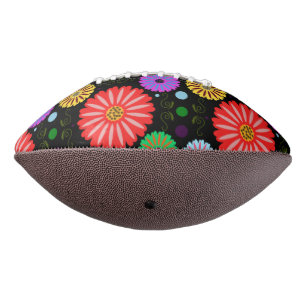 Bright Retro Floral Pattern Colourful Folk Art  Football