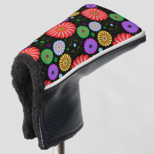 Bright Retro Floral Pattern Colourful Folk Art Golf Head Cover