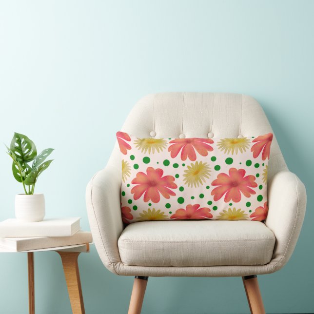 Bright Retro Floral Seamless Pattern  Lumbar Cushion (Chair)