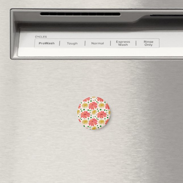 Bright Retro Floral Seamless Pattern  Magnet (In Situ (Dishwasher))