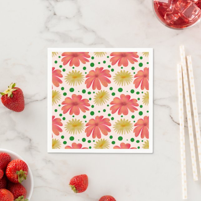 Bright Retro Floral Seamless Pattern  Napkin (Insitu)