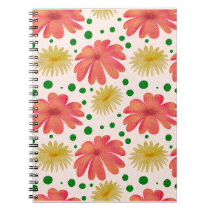 Bright Retro Floral Seamless Pattern Notebook