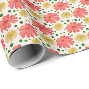 Bright Retro Floral Seamless Pattern Wrapping Paper