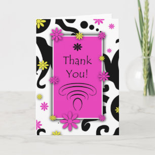 Bright Retro Flowers Thank You Card