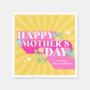 Bright Retro Groovy Happy Mother's Day Napkin