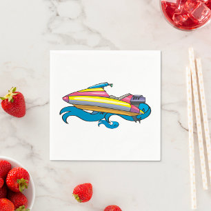 Bright Retro Jet Ski Napkin