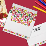 Bright Retro Squares Geometric Pattern Envelope<br><div class="desc">Add a special touch to Christmas cards and other mailings with these custom envelopes. They feature a fun and colourful geometric pattern with rounded square shapes in red,  lime green,  orange,  pink and green. Your name and return address can be printed on the back flap of these envelopes.</div>