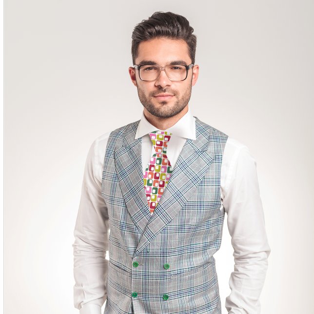 Bright Retro Squares Geometric Pattern Tie (Creator Uploaded)