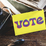 Bright Retro Style VOTE Slogan Custom<br><div class="desc">Encourage potential voters to cast their votes with this bright, eye-catching postcard. Retro lettering in a risograph style spell out the one-word slogan on the front of this postcard. The text on the back can be customised with your own message, or delete the text to hand-write your own message on...</div>