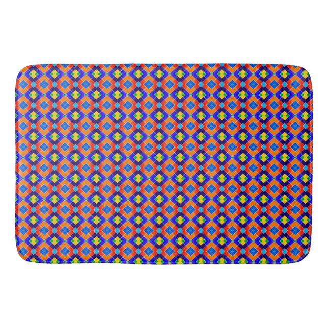 Bright Retro Tile Design Bath Mat (Front)