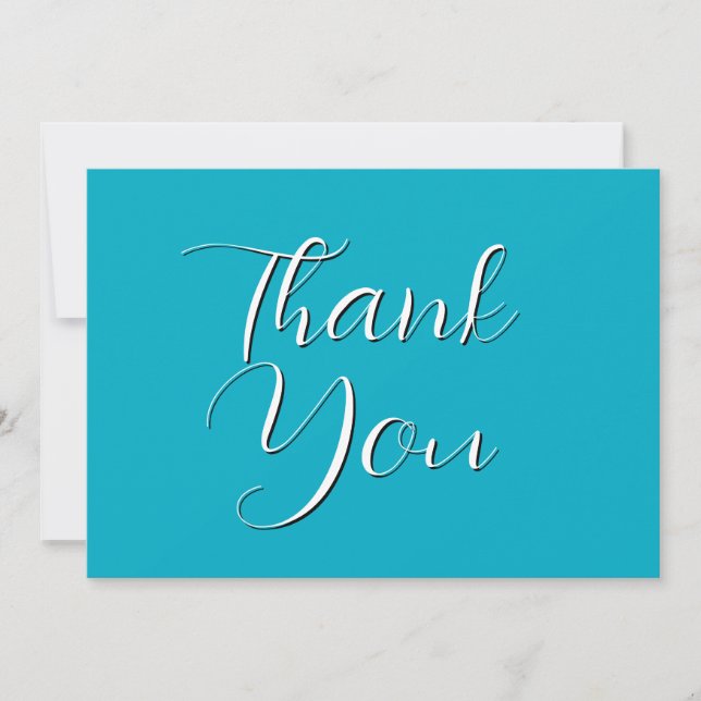 Bright Rich Sky Blue Thank You Card (Front)