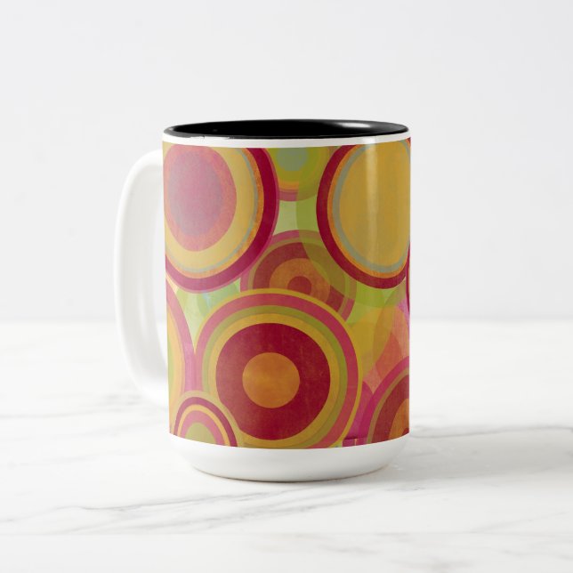 Bright rings of colours Two-Tone coffee mug (Front Left)
