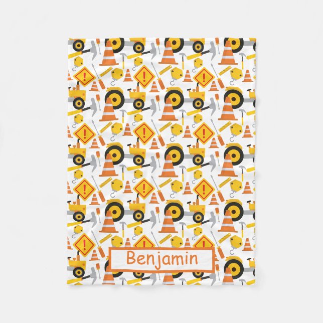 Bright Road Construction Yellow Equipment Childs Fleece Blanket (Front)