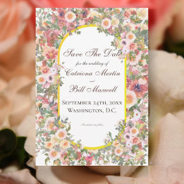 Bright Romantic Garden Save the Date Card