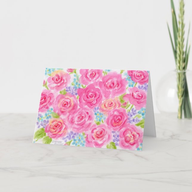 Bright Roses Wedding Congratulations Love Happines Card (Front)