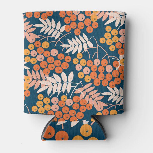 Bright Rowanberry Autumn Seamless Design Can Cooler (Front)