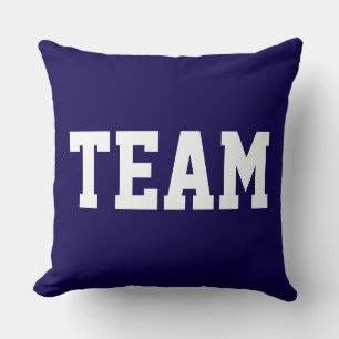 Bright Royal Blue Fun Athletic TEAM White Text Cushion