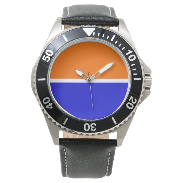 Bright Royal Blue Orange White Banded Colour Block Watch (Front)