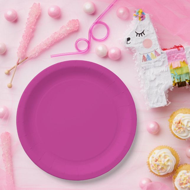 Bright Royal Fuchsia Solid Colour Paper Plate (Party)
