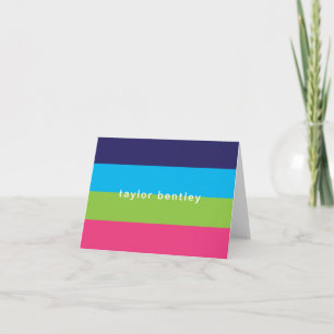 Bright Rugby Stripes Personalised Folded Note Card