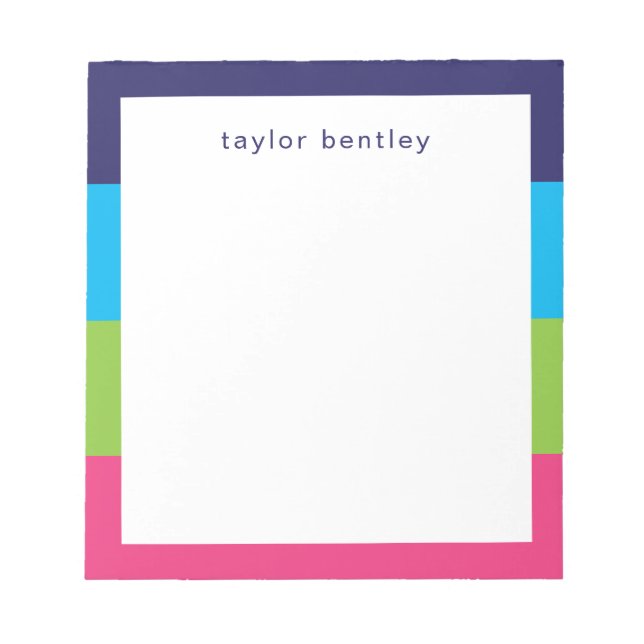 Bright Rugby Stripes Personalised Notepad (Front)