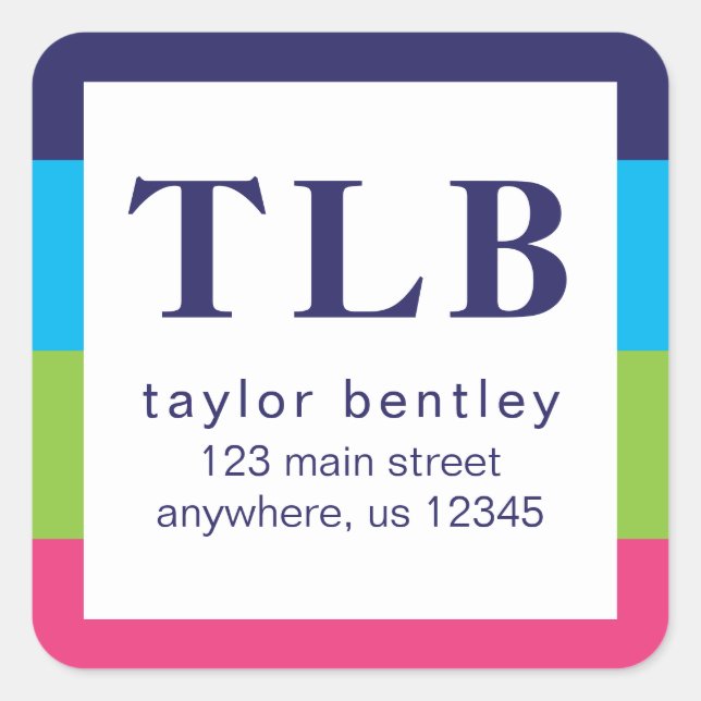 Bright Rugby Stripes Return Address Labels (Front)