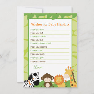 Bright Safari Animals Wishes For Baby Advice Cards