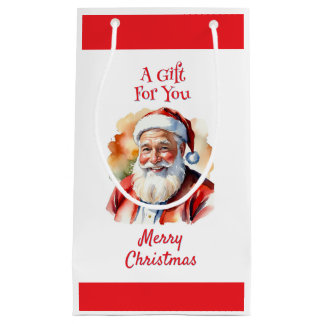 Bright Santa Claus Merry Christmas Father Xmas Small Gift Bag