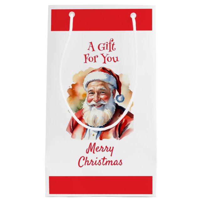 Bright Santa Claus Merry Christmas Father Xmas Small Gift Bag (Front)