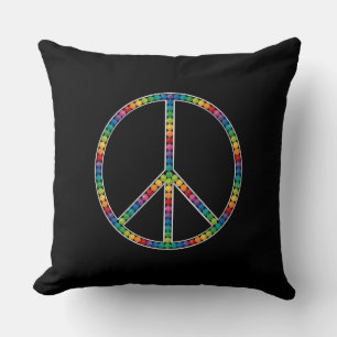 Bright Sapphire Jewel Gem Bling Diamond Peace Sign Cushion