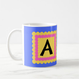 Bright Scalloped Alphabet Monogram initial Coffee Mug