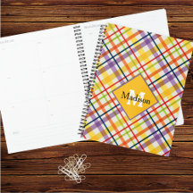 Bright School Plaid Monogram Yellow