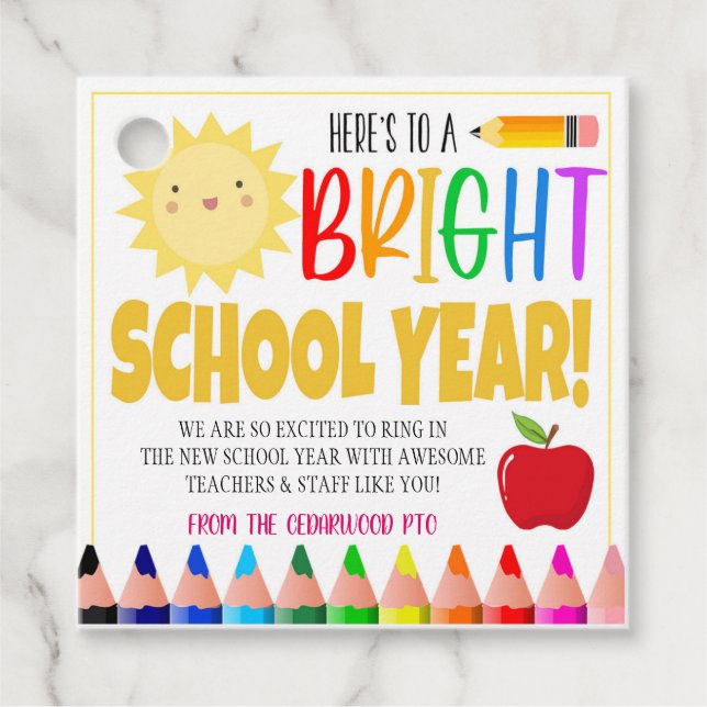 Bright School Year Gift Tag (Front)