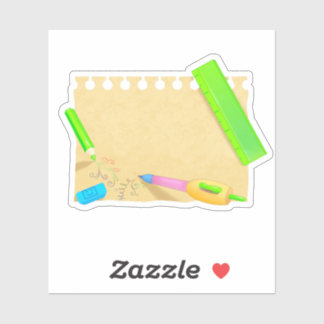 Bright scrapbook sticker old paper with stationery