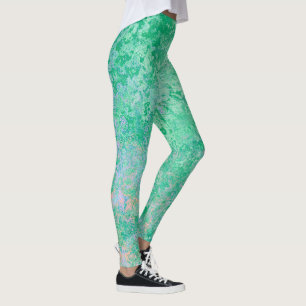 Bright Sea Green Abstract, Spring Alcohol Ink Leggings