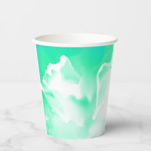 Bright Seafoam Green Flower Print Paper cup