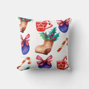 Bright, seamless New Year's pattern of candies, ba Cushion
