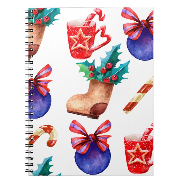 Bright, seamless New Year's pattern of candies, ba Notebook (Front)