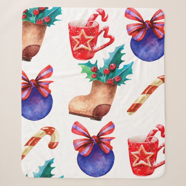 Bright, seamless New Year's pattern of candies, ba Sherpa Blanket (Front)
