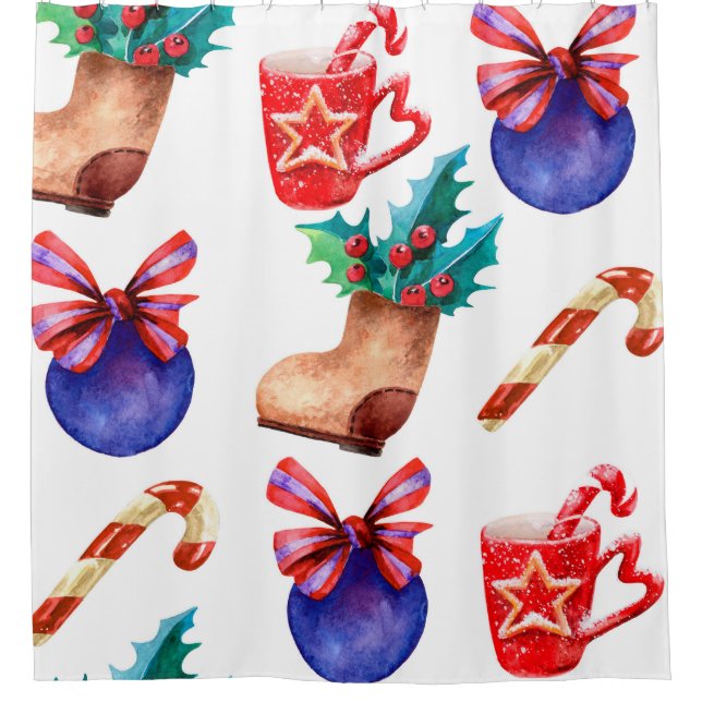 Bright, seamless New Year's pattern of candies, ba Shower Curtain (Front)