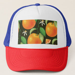 Bright seamless orange pattern design. trucker hat